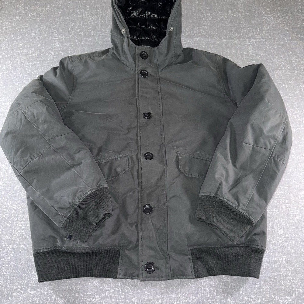 American Eagle Outfitters Jacket Mens Large Gray Hooded Bomber Insulated Winter
